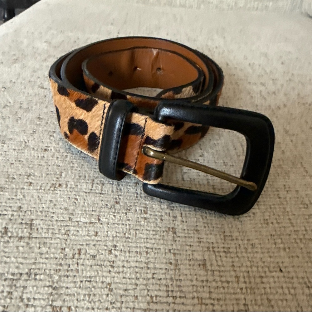 Lauren Ralph Lauren Leather leopard camel hair belt